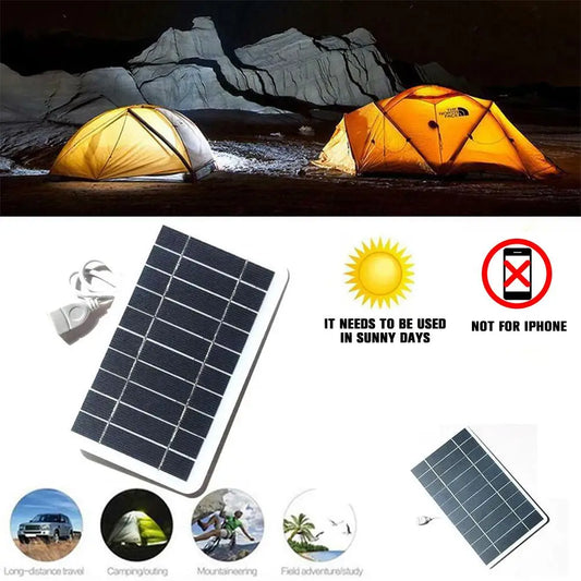 Cargador Solar Portátil 5V 2W – Panel Solar USB para Camping, Trekking y Emergencias