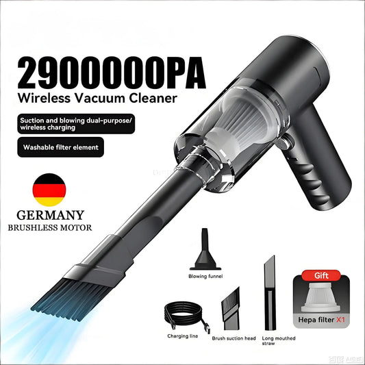 Aspiradora de Coche Inalámbrica 4 en 1 – Potente Succión USB, Portátil y Recargable para Hogar y Coche